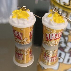 Popcorn Motif Yellow Dangle Earrings NEW NWT matching popcorn Bag sold separate)